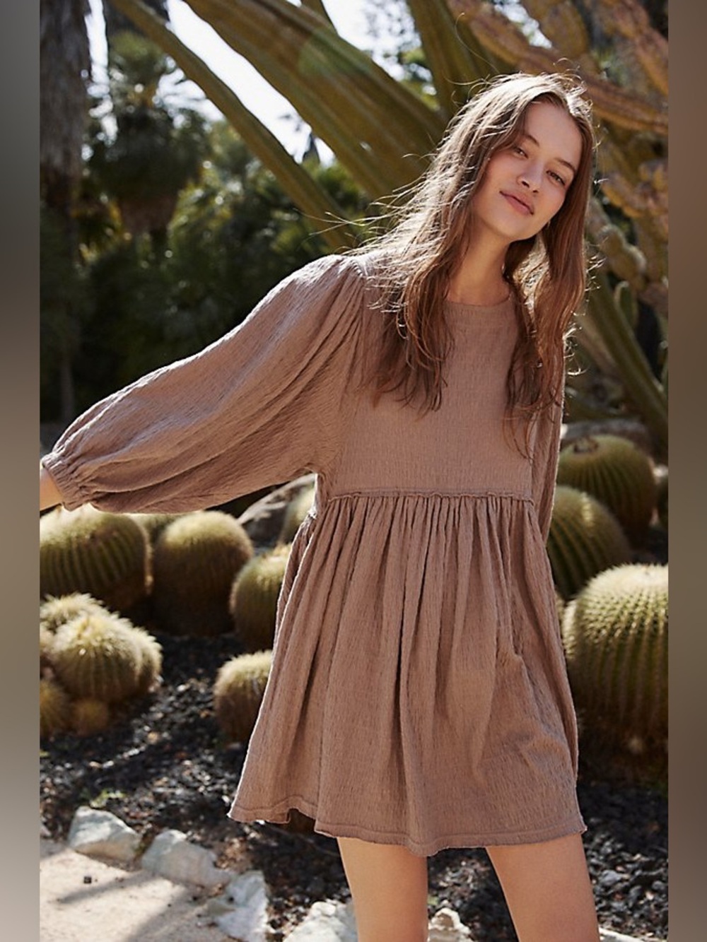 Free People Beach Get Obsessed Babydoll Mini Dress S Balloon Sleeve
